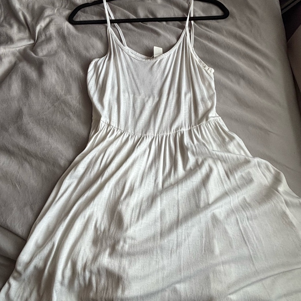 H&M white and navy Spaghetti Strap dress